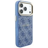 Guess iPhone 17 Pro Max/iPhone 18 Pro Max Kuori 4G Embossed MagSafe Sininen