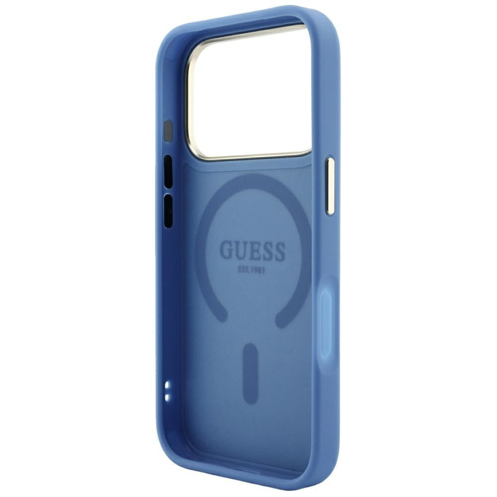 Guess iPhone 17 Pro Max/iPhone 18 Pro Max Kuori 4G Embossed MagSafe Sininen