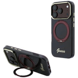 Guess iPhone 17 Pro/iPhone 18 Pro Kuori Ring Stand Script Logo Burgundy