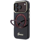 Guess iPhone 17 Pro/iPhone 18 Pro Kuori Ring Stand Script Logo Burgundy