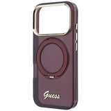 Guess iPhone 17 Pro/iPhone 18 Pro Kuori Ring Stand Script Logo Burgundy