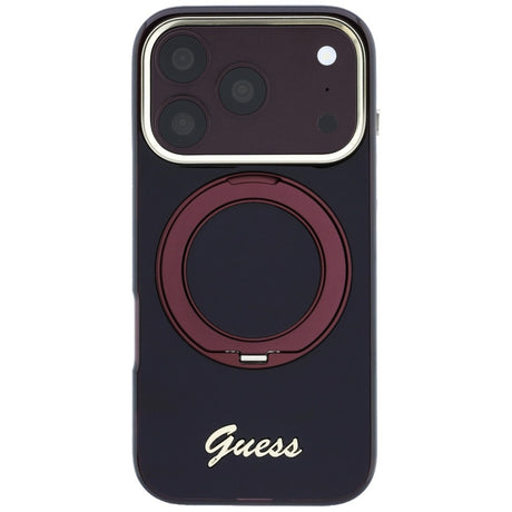Guess iPhone 17 Pro Max/iPhone 18 Pro Max Kuori Ring Stand Script Logo Burgundy