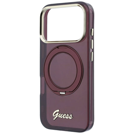 Guess iPhone 17 Pro Max/iPhone 18 Pro Max Kuori Ring Stand Script Logo Burgundy