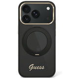 Guess iPhone 17 Pro/iPhone 18 Pro Kuori Ring Stand Script Logo Musta