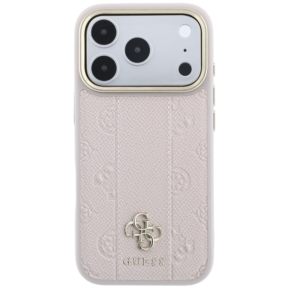 Guess iPhone 17 Pro Max/iPhone 18 Pro Max Kuori Stripe Peony 4G Logo Vaaleanpunainen