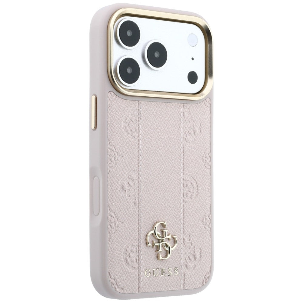 Guess iPhone 17 Pro Max/iPhone 18 Pro Max Kuori Stripe Peony 4G Logo Vaaleanpunainen
