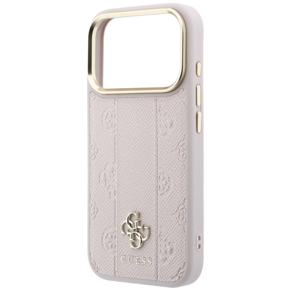 Guess iPhone 17 Pro Max/iPhone 18 Pro Max Kuori Stripe Peony 4G Logo Vaaleanpunainen