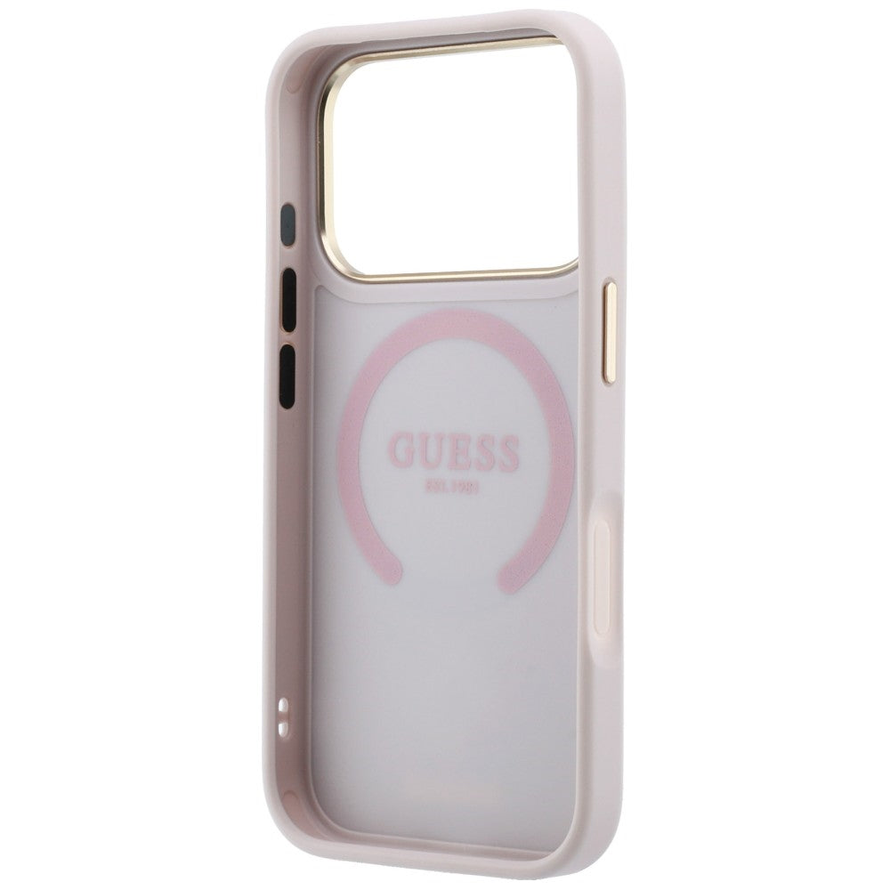 Guess iPhone 17 Pro Max/iPhone 18 Pro Max Kuori Stripe Peony 4G Logo Vaaleanpunainen
