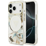 Guess iPhone 17 Pro/iPhone 18 Pro Kuori Glitter Flowers Valkoinen