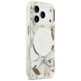 Guess iPhone 17 Pro/iPhone 18 Pro Kuori Glitter Flowers Valkoinen