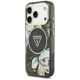 Guess iPhone 17 Pro/iPhone 18 Pro Kuori Glitter Flowers Musta