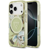 Guess iPhone 17 Pro/iPhone 18 Pro Kuori Glitter Flowers Vihreä