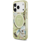 Guess iPhone 17 Pro/iPhone 18 Pro Kuori Glitter Flowers Vihreä