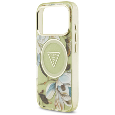 Guess iPhone 17 Pro/iPhone 18 Pro Kuori Glitter Flowers Vihreä