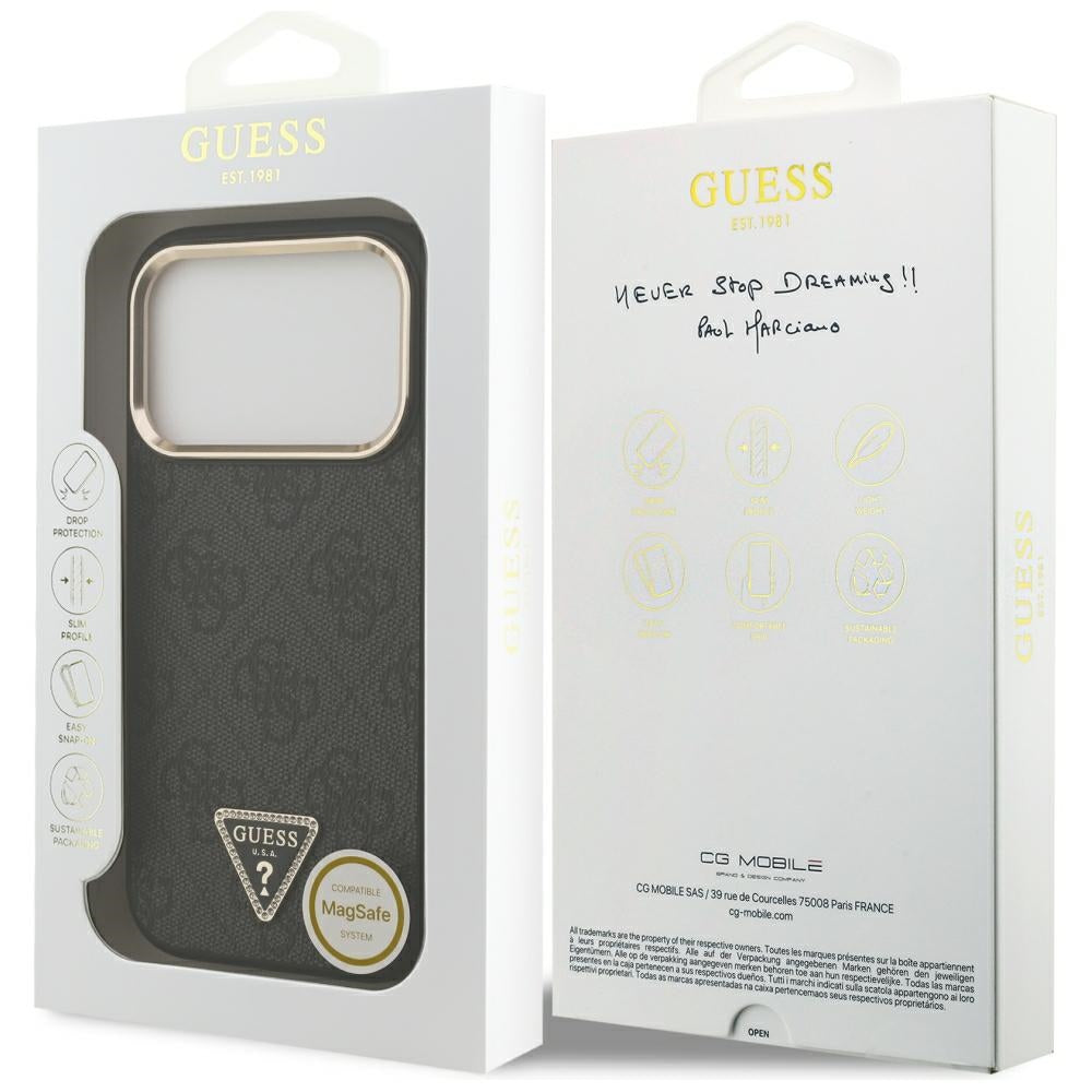 Guess iPhone 17 Pro/iPhone 18 Pro Kuori 4G Triangle MagSafe Musta
