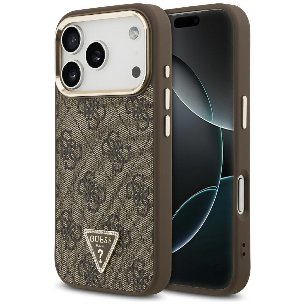 Guess iPhone 17 Pro/iPhone 18 Pro Kuori 4G Triangle MagSafe Ruskea