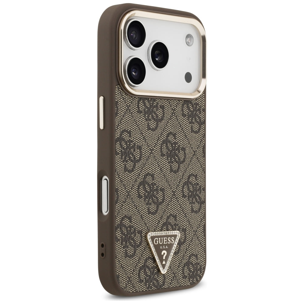 Guess iPhone 17 Pro/iPhone 18 Pro Kuori 4G Triangle MagSafe Ruskea
