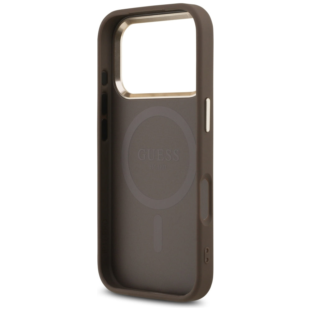 Guess iPhone 17 Pro/iPhone 18 Pro Kuori 4G Triangle MagSafe Ruskea