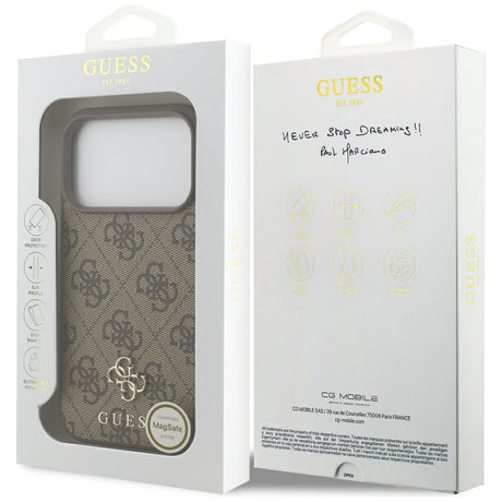 Guess iPhone 17 Pro/iPhone 18 Pro Kuori 4G Small Classic Logo Ruskea