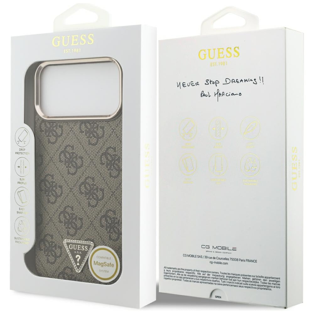 Guess iPhone 17 Pro Max/iPhone 18 Pro Max Kuori 4G Triangle MagSafe Ruskea