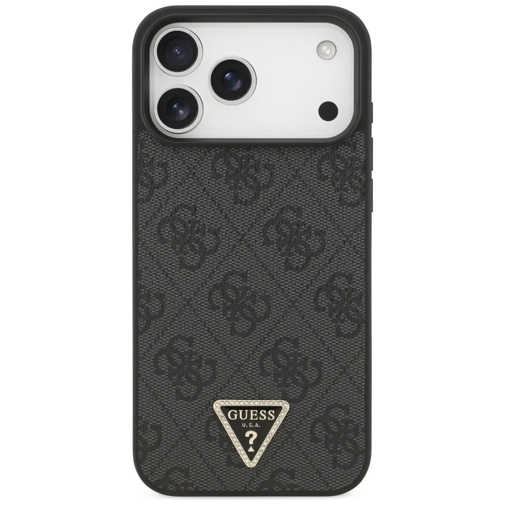 Guess iPhone 17 Pro Max/iPhone 18 Pro Max Kuori 4G Triangle Strass Musta