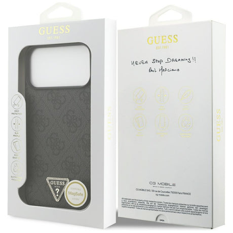 Guess iPhone 17 Pro Max/iPhone 18 Pro Max Kuori 4G Triangle Strass Musta