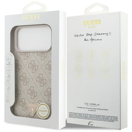Guess iPhone 17 Pro Max/iPhone 18 Pro Max Kuori 4G Triangle Strass Vaaleanpunainen