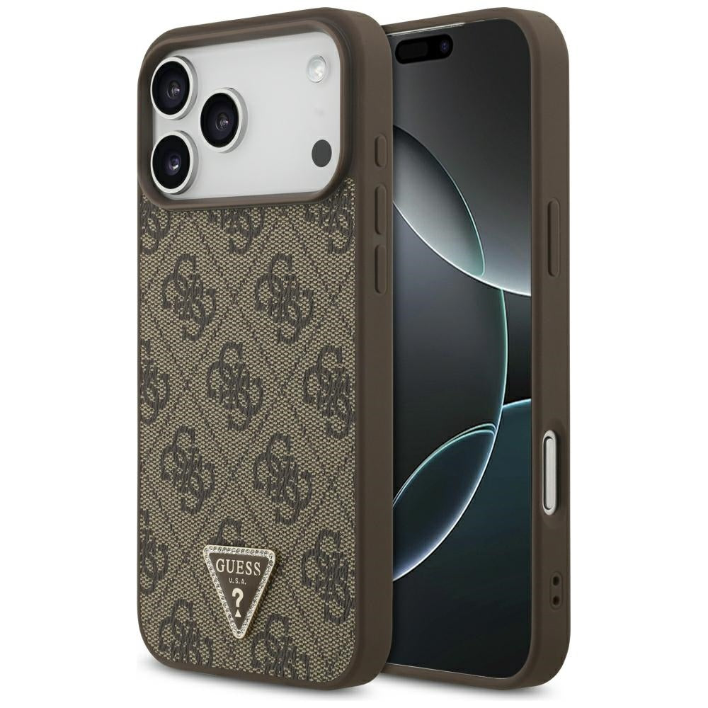 Guess iPhone 17 Pro Max/iPhone 18 Pro Max Kuori 4G Triangle Strass Ruskea