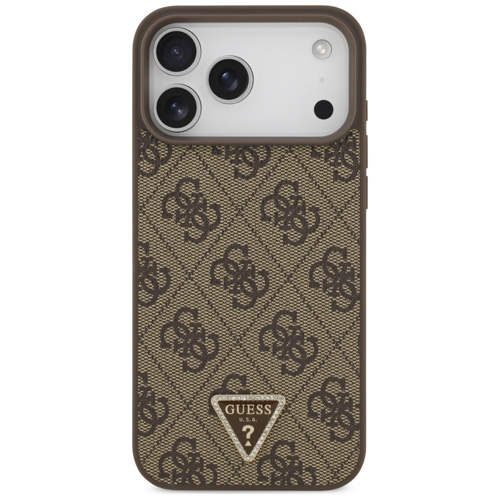 Guess iPhone 17 Pro Max/iPhone 18 Pro Max Kuori 4G Triangle Strass Ruskea