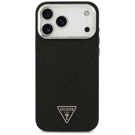 Guess iPhone 17 Pro Max/iPhone 18 Pro Max Kuori Glitter Triangle Logo Musta