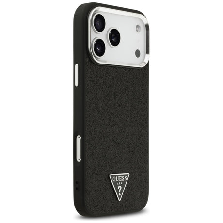 Guess iPhone 17 Pro Max/iPhone 18 Pro Max Kuori Glitter Triangle Logo Musta