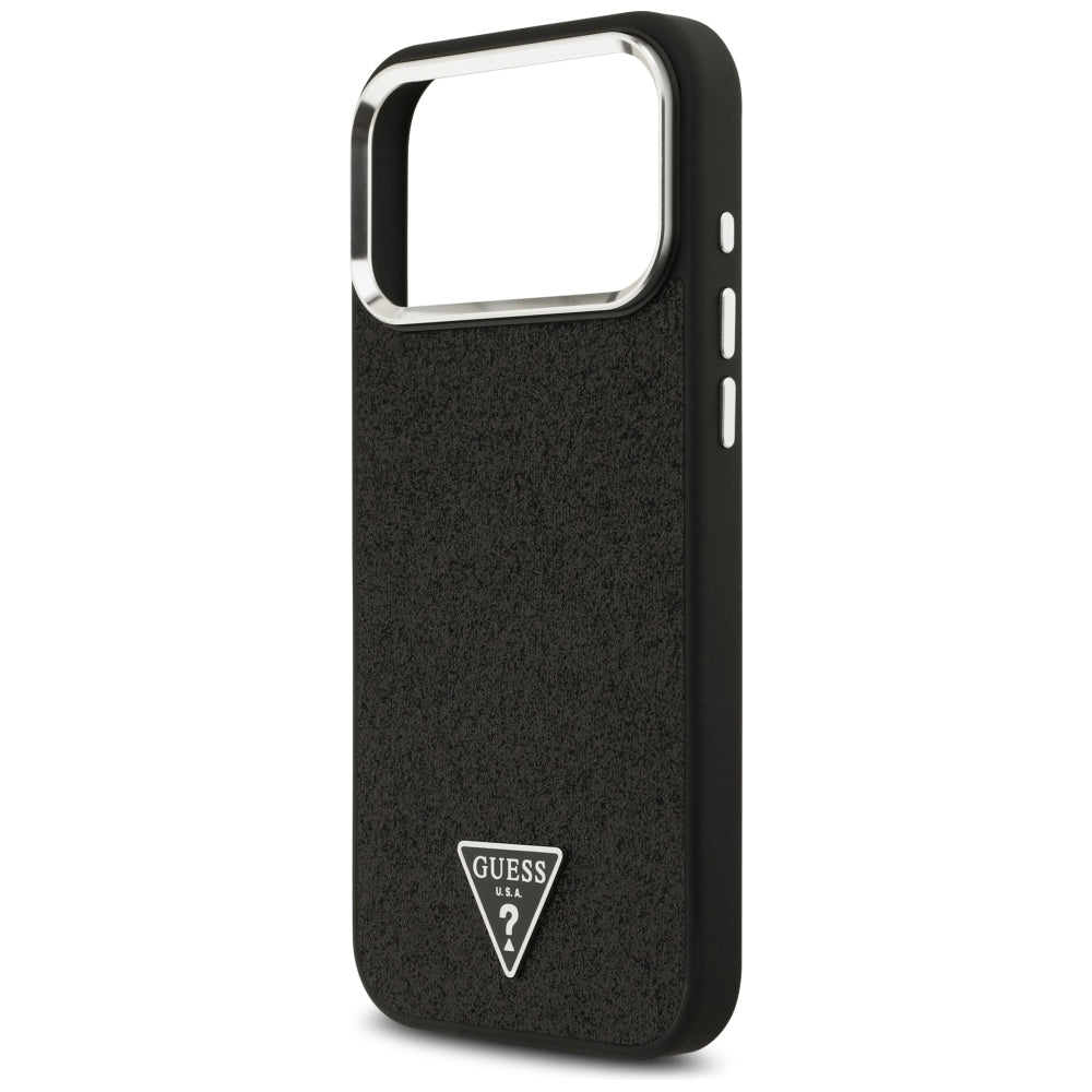 Guess iPhone 17 Pro Max/iPhone 18 Pro Max Kuori Glitter Triangle Logo Musta