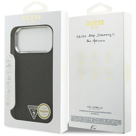 Guess iPhone 17 Pro Max/iPhone 18 Pro Max Kuori Glitter Triangle Logo Musta