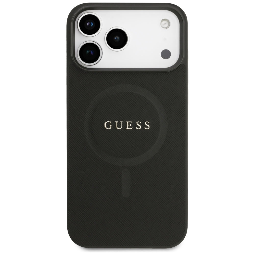 Guess iPhone 17 Pro Max/iPhone 18 Pro Max Kuori Saffiano Classic Logo Musta