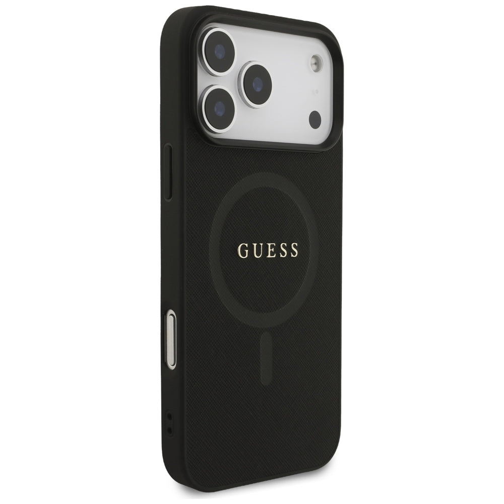 Guess iPhone 17 Pro Max/iPhone 18 Pro Max Kuori Saffiano Classic Logo Musta