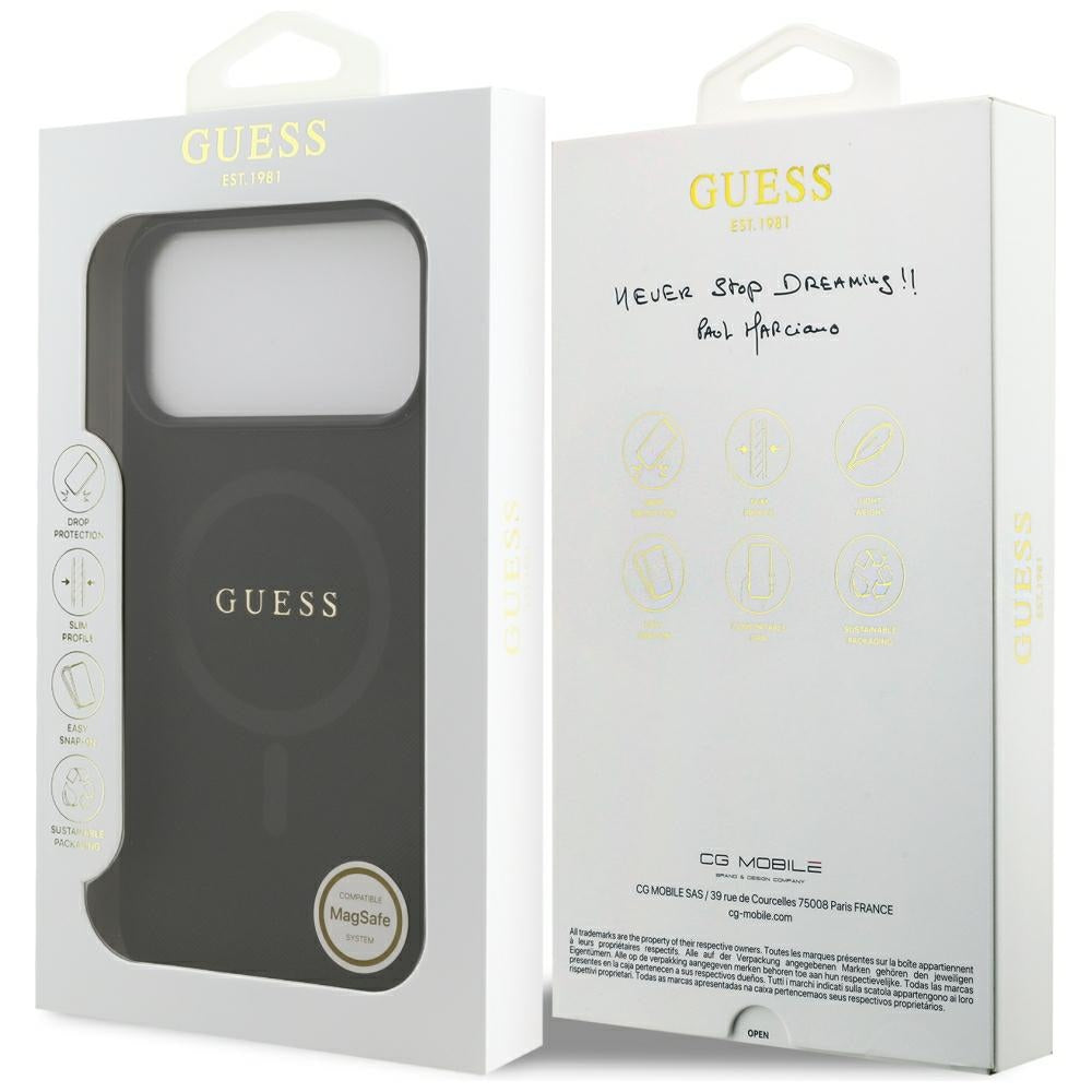 Guess iPhone 17 Pro Max/iPhone 18 Pro Max Kuori Saffiano Classic Logo Musta