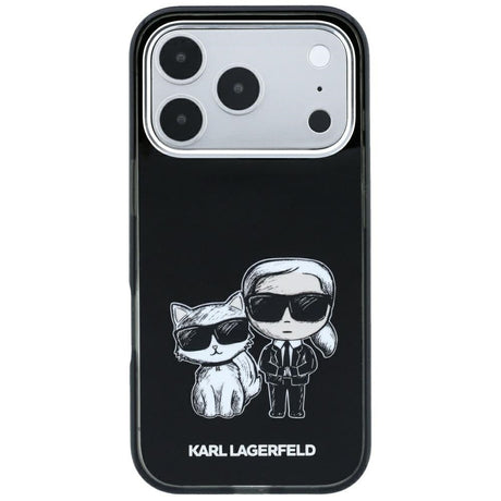 Karl Lagerfeld iPhone 17 Pro/iPhone 18 Pro Kuori Smooth Karl & Choupette Sketch Musta