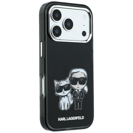 Karl Lagerfeld iPhone 17 Pro/iPhone 18 Pro Kuori Smooth Karl & Choupette Sketch Musta