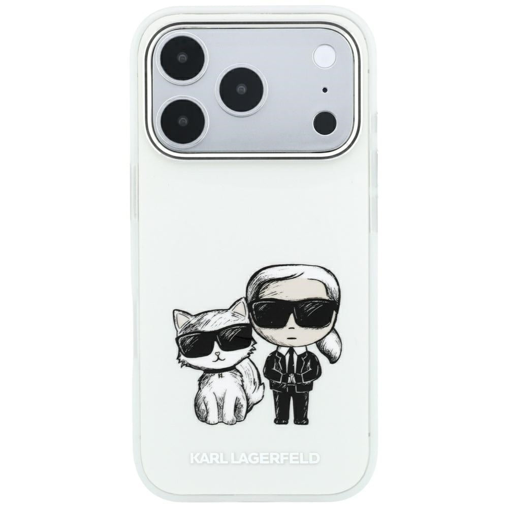 Karl Lagerfeld iPhone 17 Pro/iPhone 18 Pro Kuori Smooth Karl & Choupette Sketch Beige