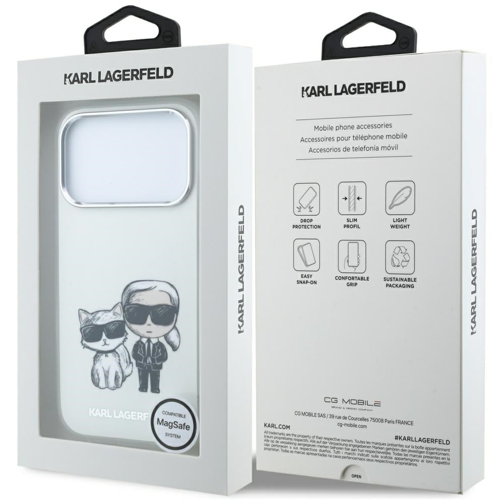 Karl Lagerfeld iPhone 17 Pro Max/iPhone 18 Pro Max Kuori Smooth Karl & Choupette Sketch Beige