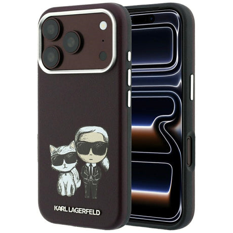 Karl Lagerfeld iPhone 17 Pro/iPhone 18 Pro Kuori Smooth Karl & Choupette Sketch Burgundy