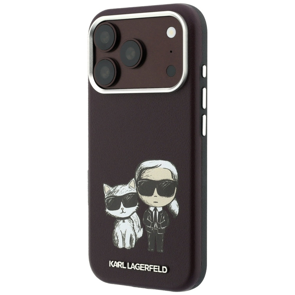 Karl Lagerfeld iPhone 17 Pro/iPhone 18 Pro Kuori Smooth Karl & Choupette Sketch Burgundy