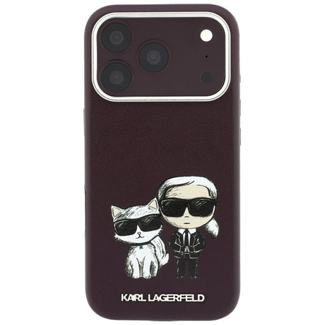Karl Lagerfeld iPhone 17 Pro/iPhone 18 Pro Kuori Smooth Karl & Choupette Sketch Burgundy