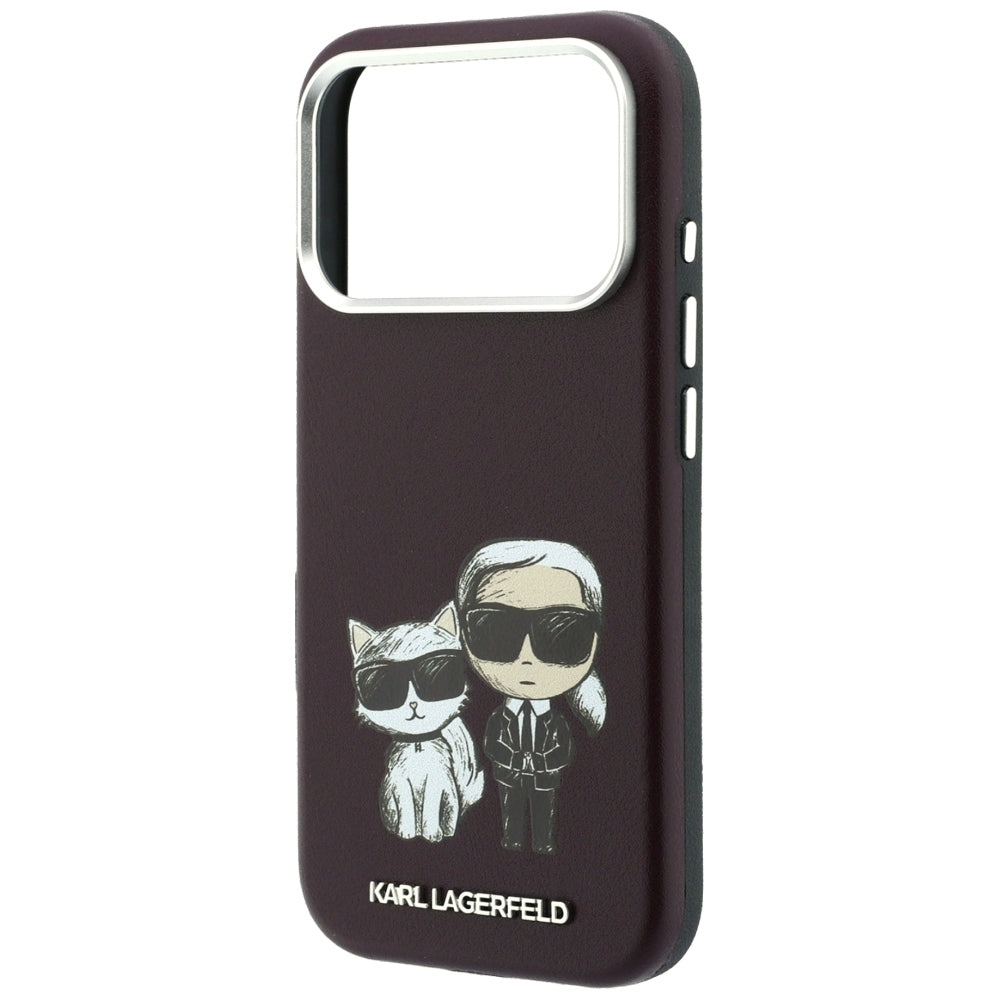 Karl Lagerfeld iPhone 17 Pro/iPhone 18 Pro Kuori Smooth Karl & Choupette Sketch Burgundy