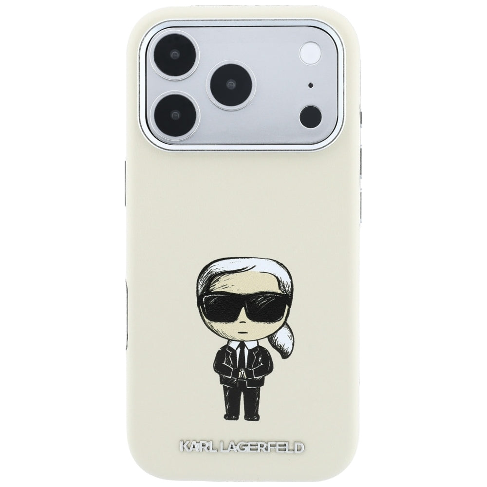Karl Lagerfeld iPhone 17 Pro/iPhone 18 Pro Kuori Smooth Ikonik Sketch Beige