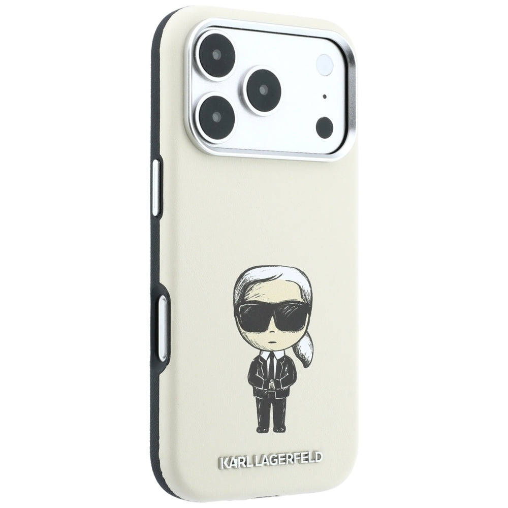 Karl Lagerfeld iPhone 17 Pro/iPhone 18 Pro Kuori Smooth Ikonik Sketch Beige