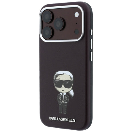 Karl Lagerfeld iPhone 17 Pro/iPhone 18 Pro -kuori Smooth Ikonik Sketch Burgundy