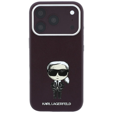 Karl Lagerfeld iPhone 17 Pro/iPhone 18 Pro -kuori Smooth Ikonik Sketch Burgundy