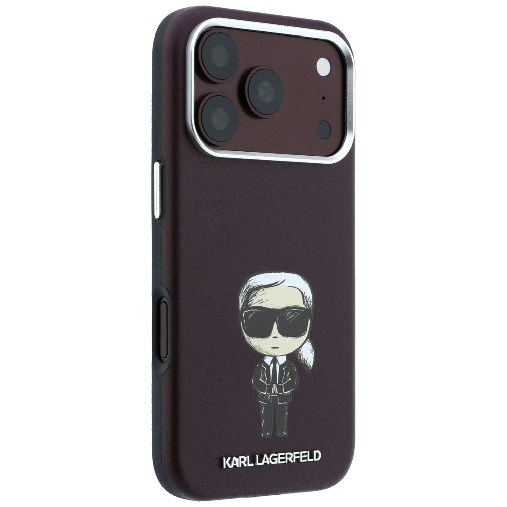 Karl Lagerfeld iPhone 17 Pro/iPhone 18 Pro -kuori Smooth Ikonik Sketch Burgundy