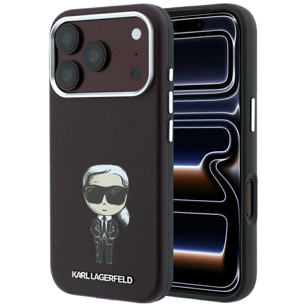 Karl Lagerfeld iPhone 17 Pro Max/iPhone 18 Pro Max -kuori Smooth Ikonik Sketch Burgundy